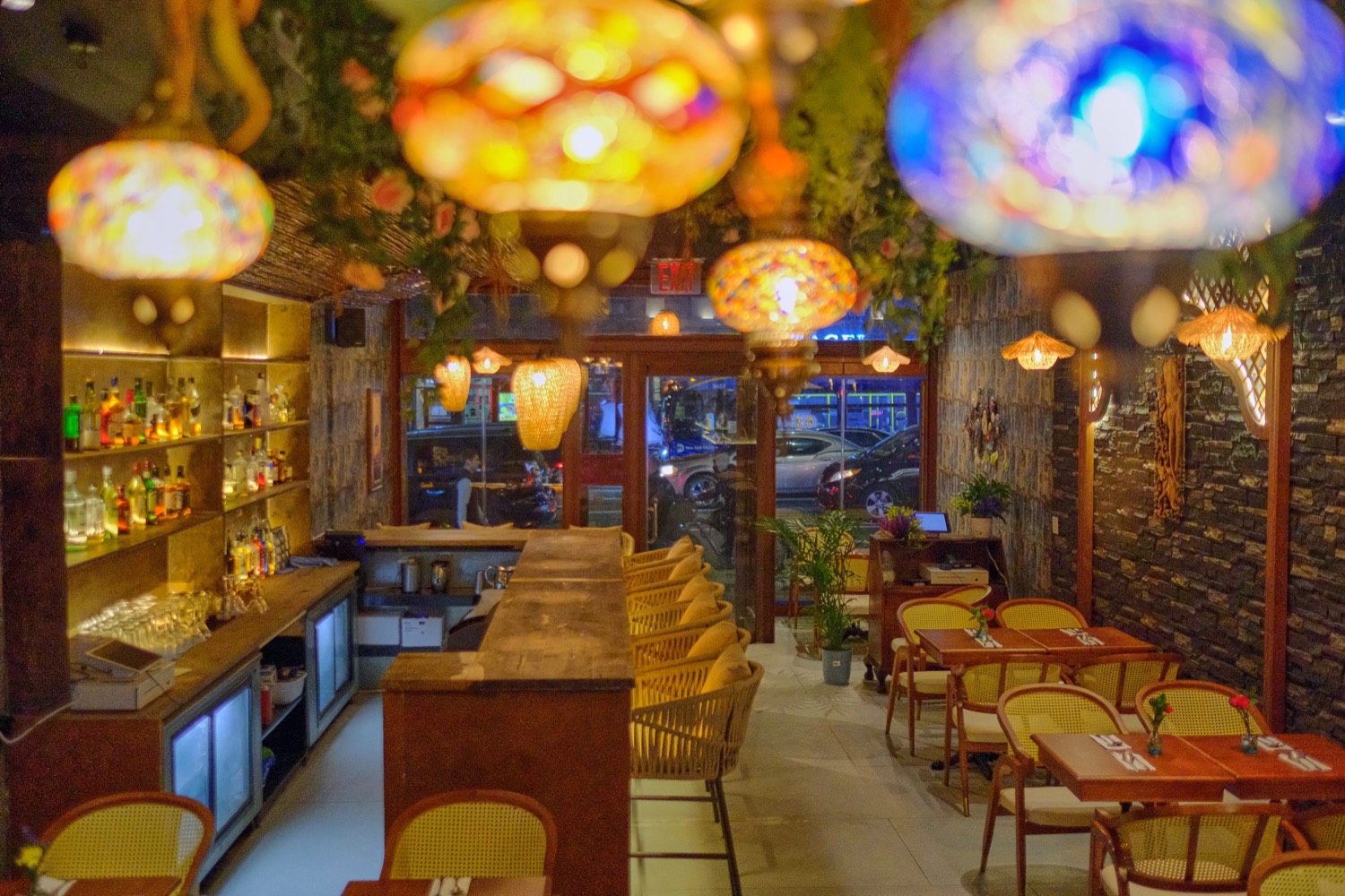 A shared family-style Thai spread set for a private dining group at Elephant Ear